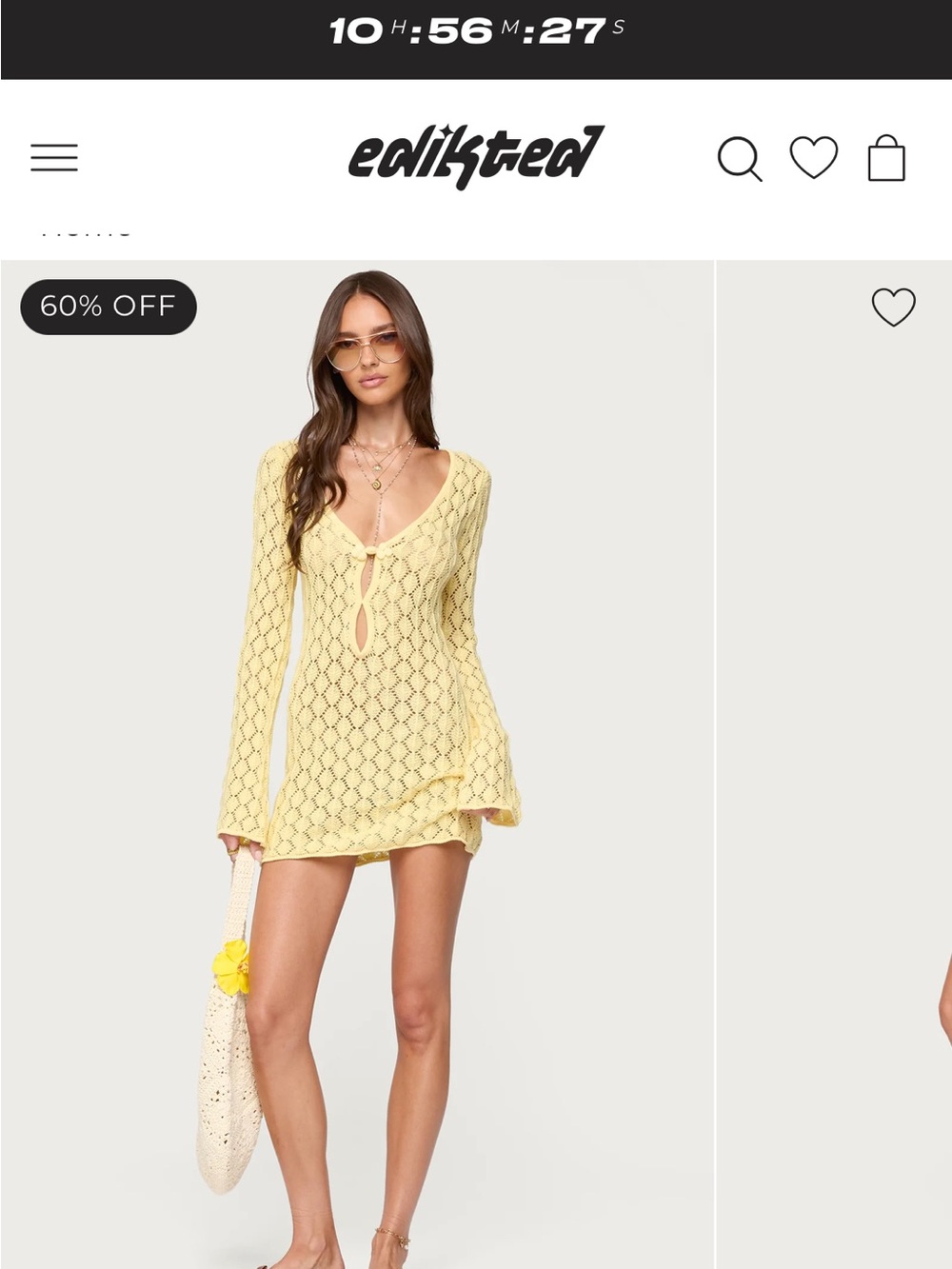 Edikted Yellow Brie Cut Out Crochet Mini Dress Coverup